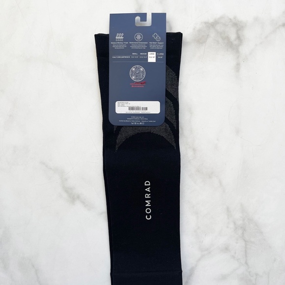 Comrad Performance Knee High Compression Sock Calf Sleeves - Black, Size Large - Picture 4 of 6